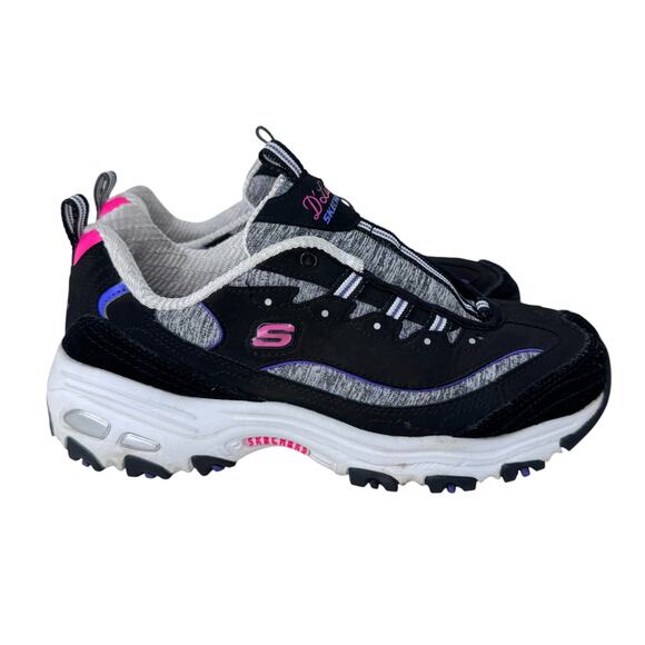 Skechers D'Lites Training Sneakers Womens 7 Gray Black Logo Memory Foam‎ 149060 - Picture 1 of 12